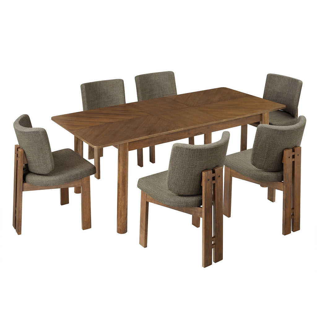 Alba 7-Piece Dining Set - Walnut Taupe