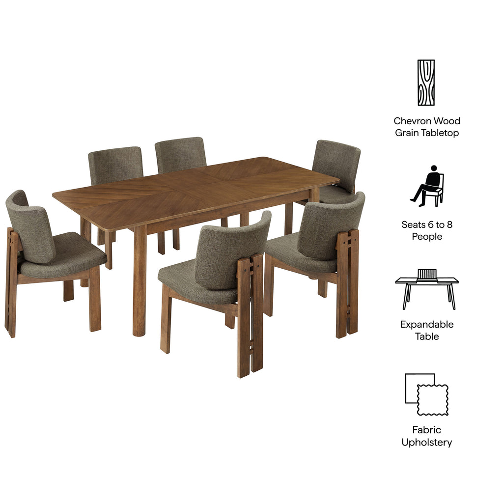 Alba 7-Piece Dining Set - Walnut Taupe