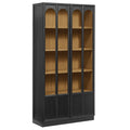 Anwen Solid Wood and Glass Display Cabinet - Black Oak