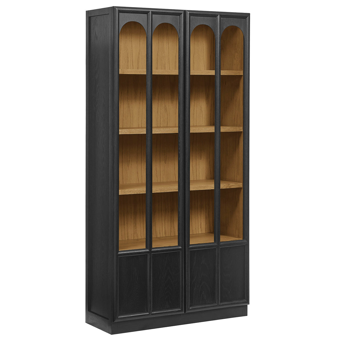 Anwen Solid Wood and Glass Display Cabinet - Black Oak
