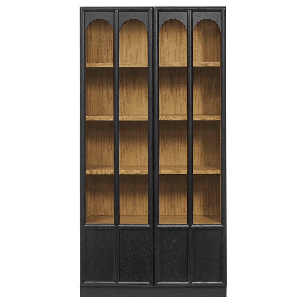 Anwen Solid Wood and Glass Display Cabinet - Black Oak