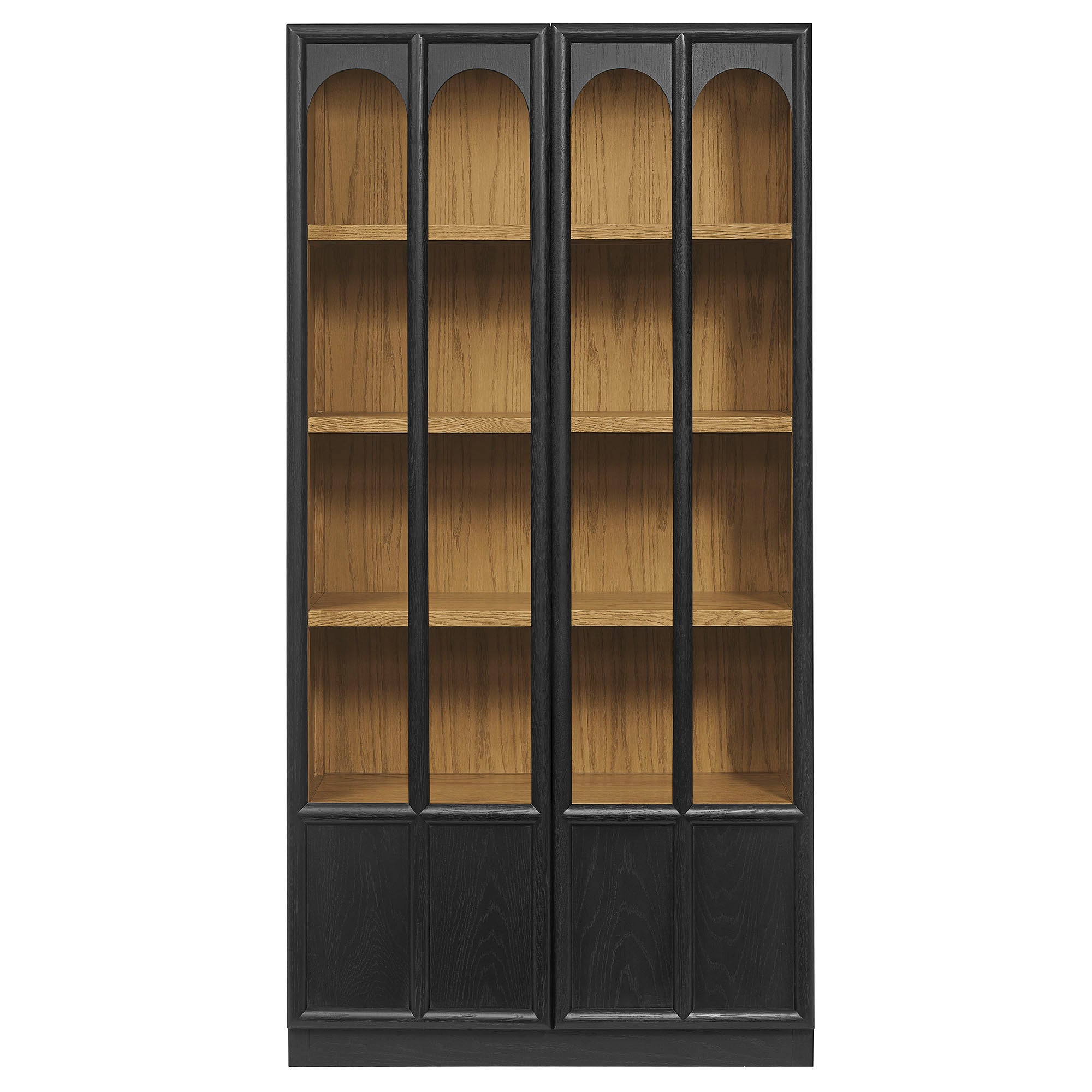 Anwen Solid Wood and Glass Display Cabinet - Black Oak