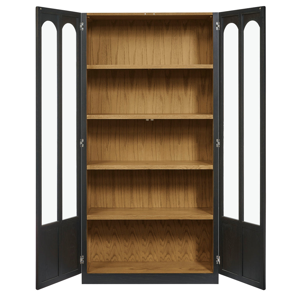 Anwen Solid Wood and Glass Display Cabinet - Black Oak