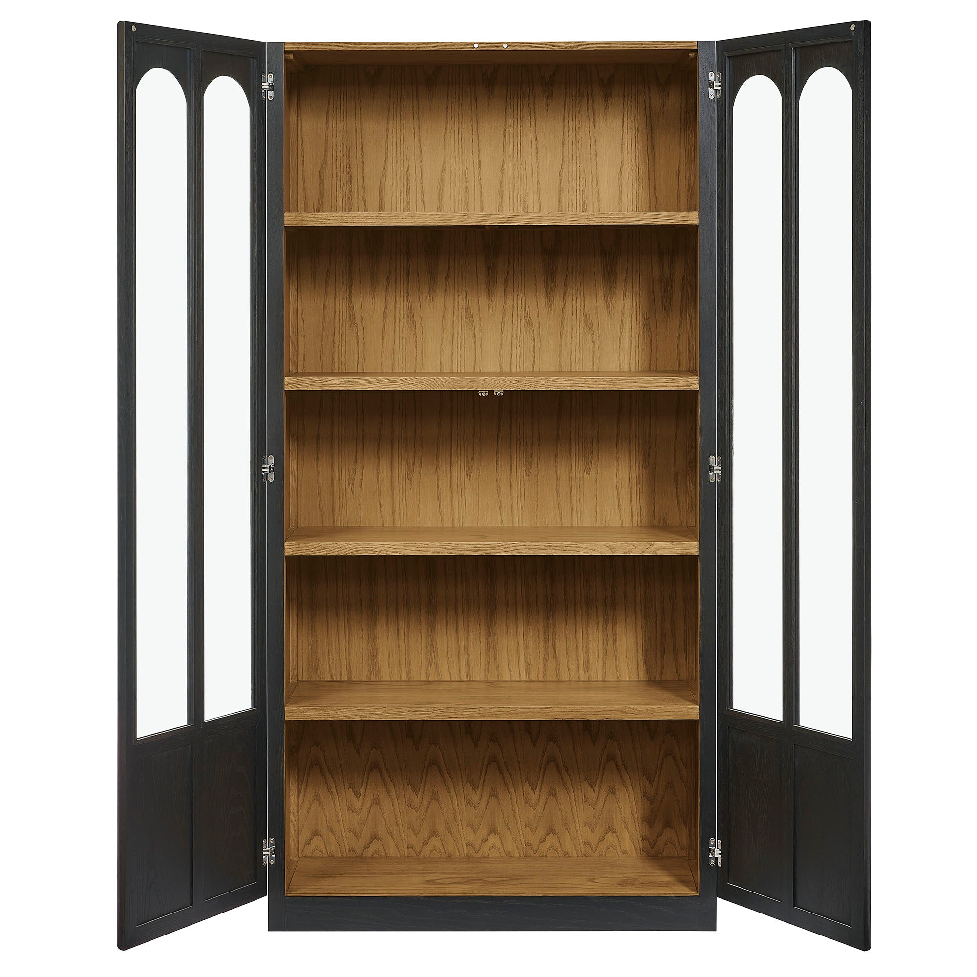 Anwen Solid Wood and Glass Display Cabinet - Black Oak