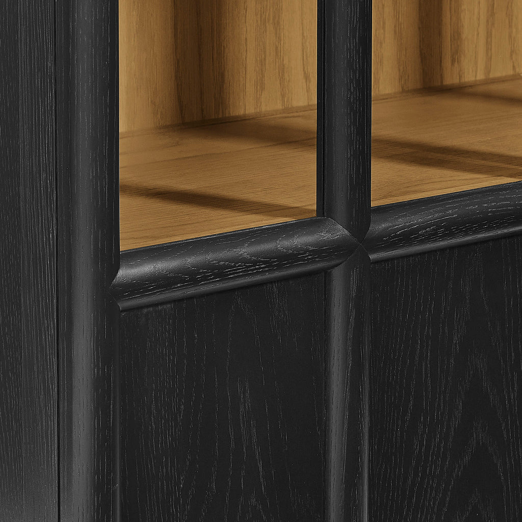 Anwen Solid Wood and Glass Display Cabinet - Black Oak
