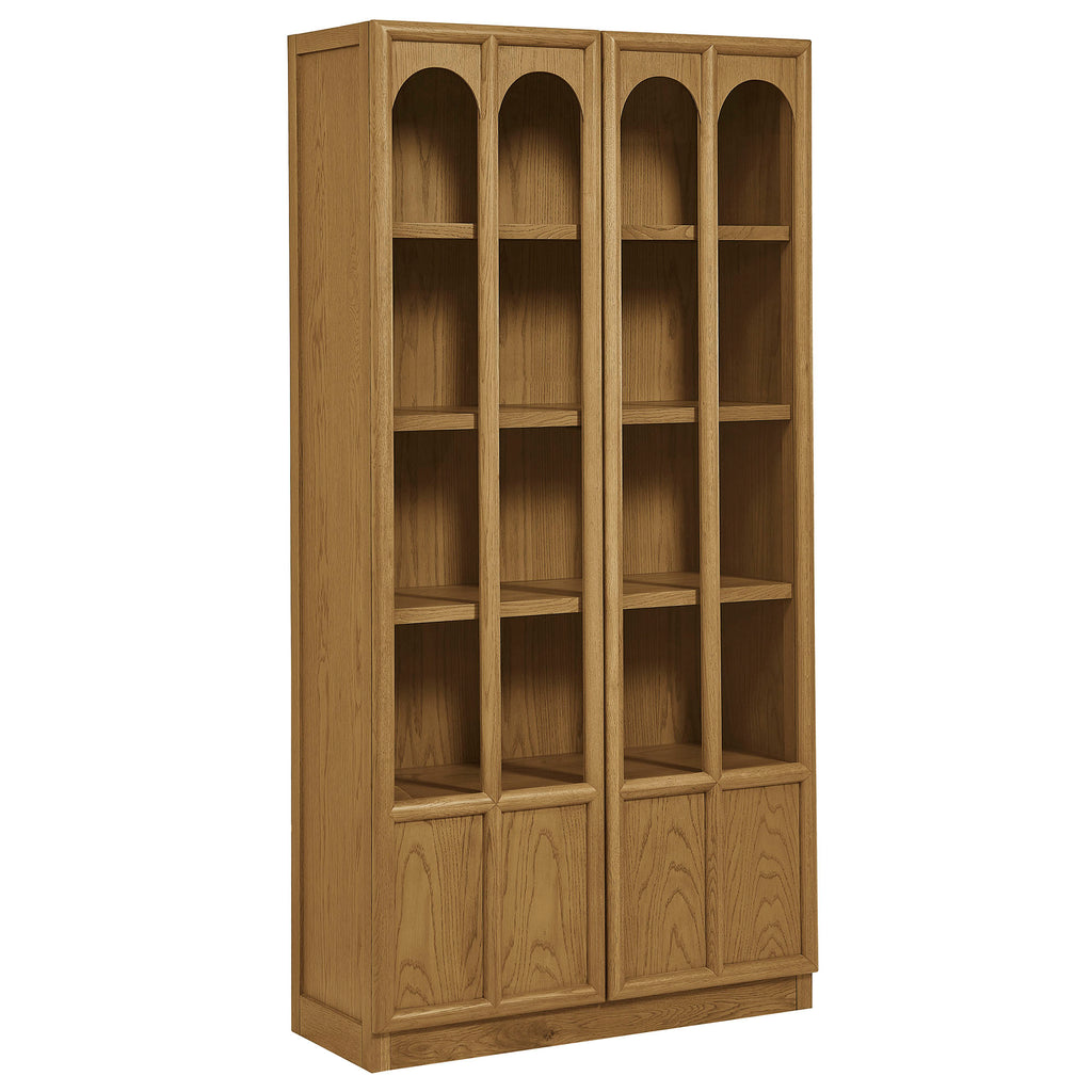 Anwen Solid Wood and Glass Display Cabinet - Oak