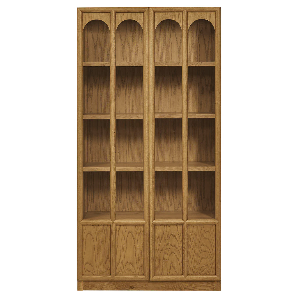 Anwen Solid Wood and Glass Display Cabinet - Oak