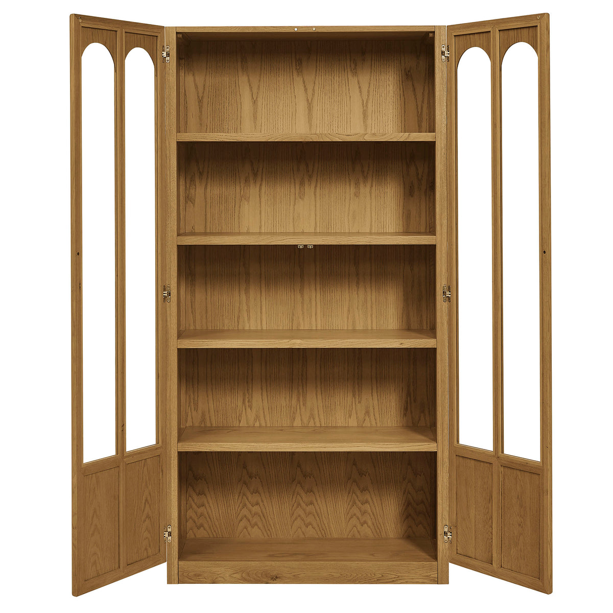 Anwen Solid Wood and Glass Display Cabinet - Oak