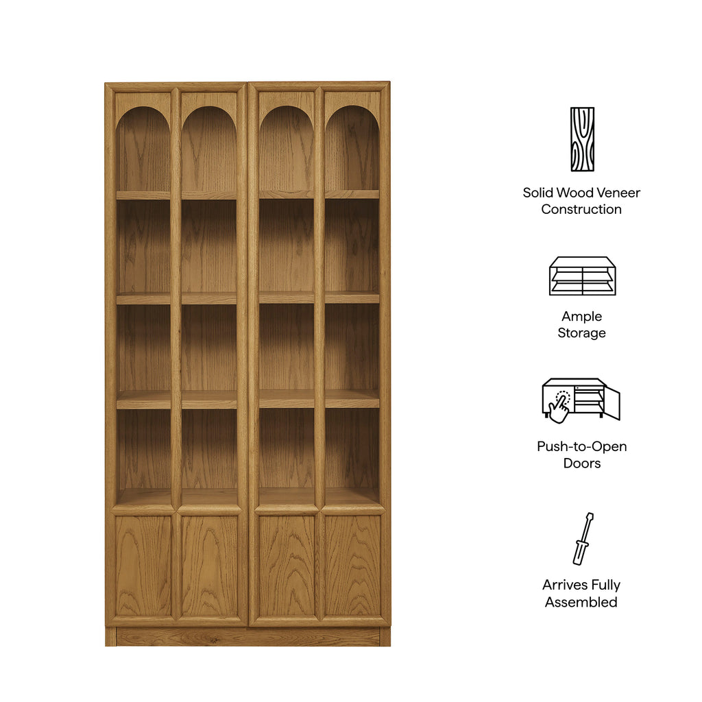 Anwen Solid Wood and Glass Display Cabinet - Oak