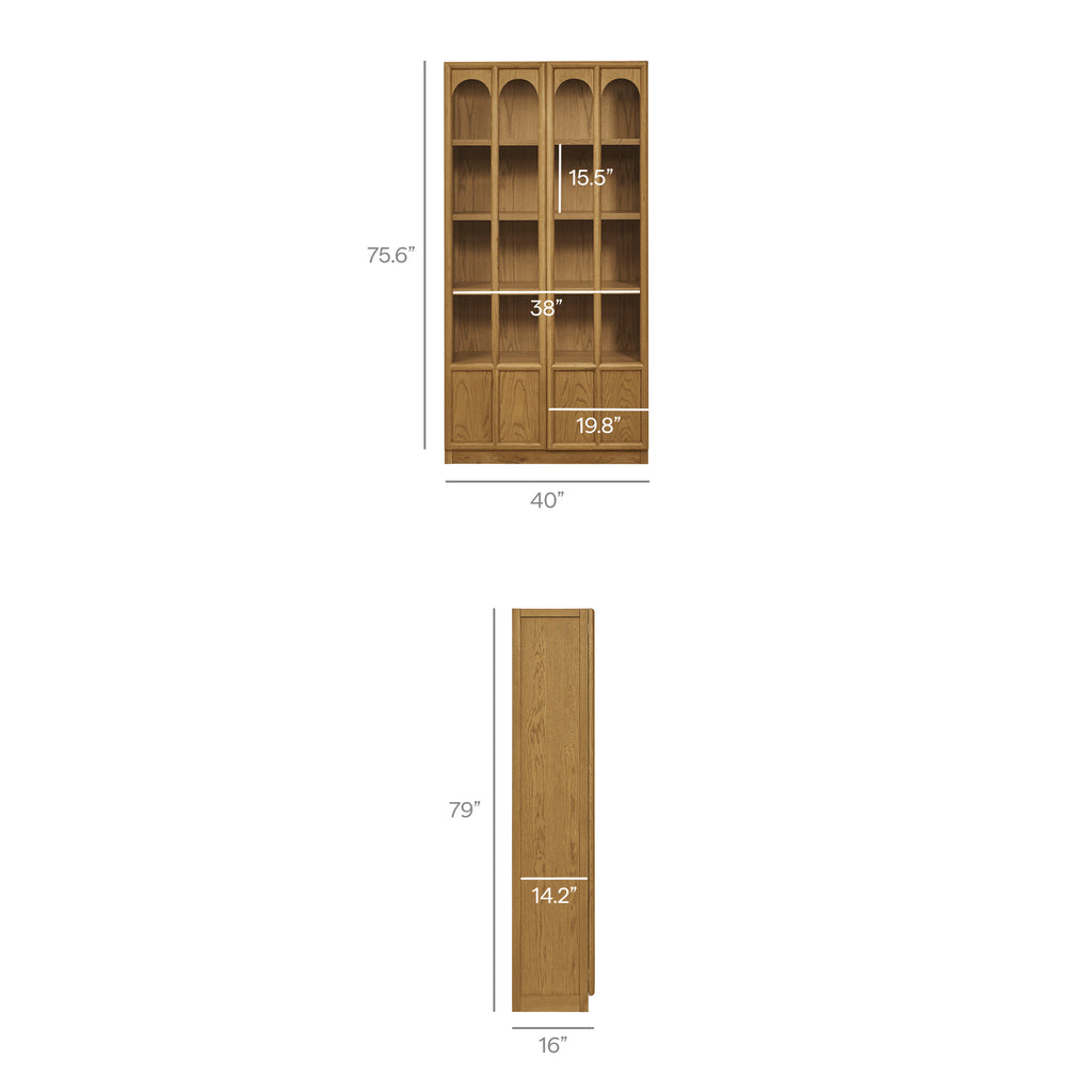 Anwen Solid Wood and Glass Display Cabinet - Oak
