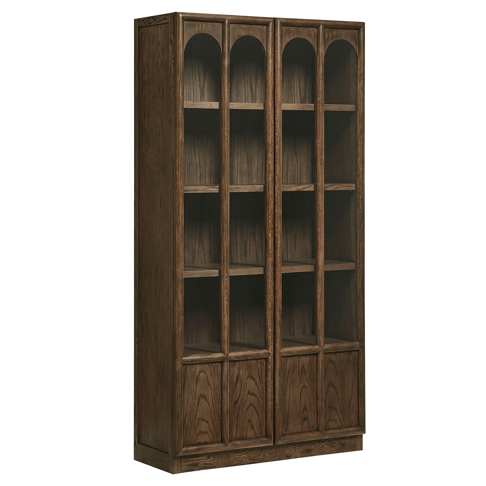 Anwen Solid Wood and Glass Display Cabinet - Walnut