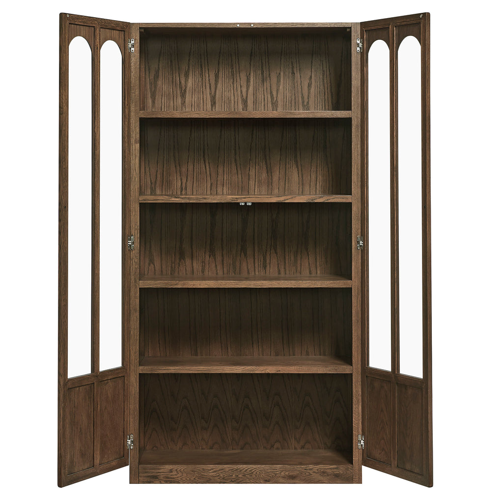 Anwen Solid Wood and Glass Display Cabinet - Walnut