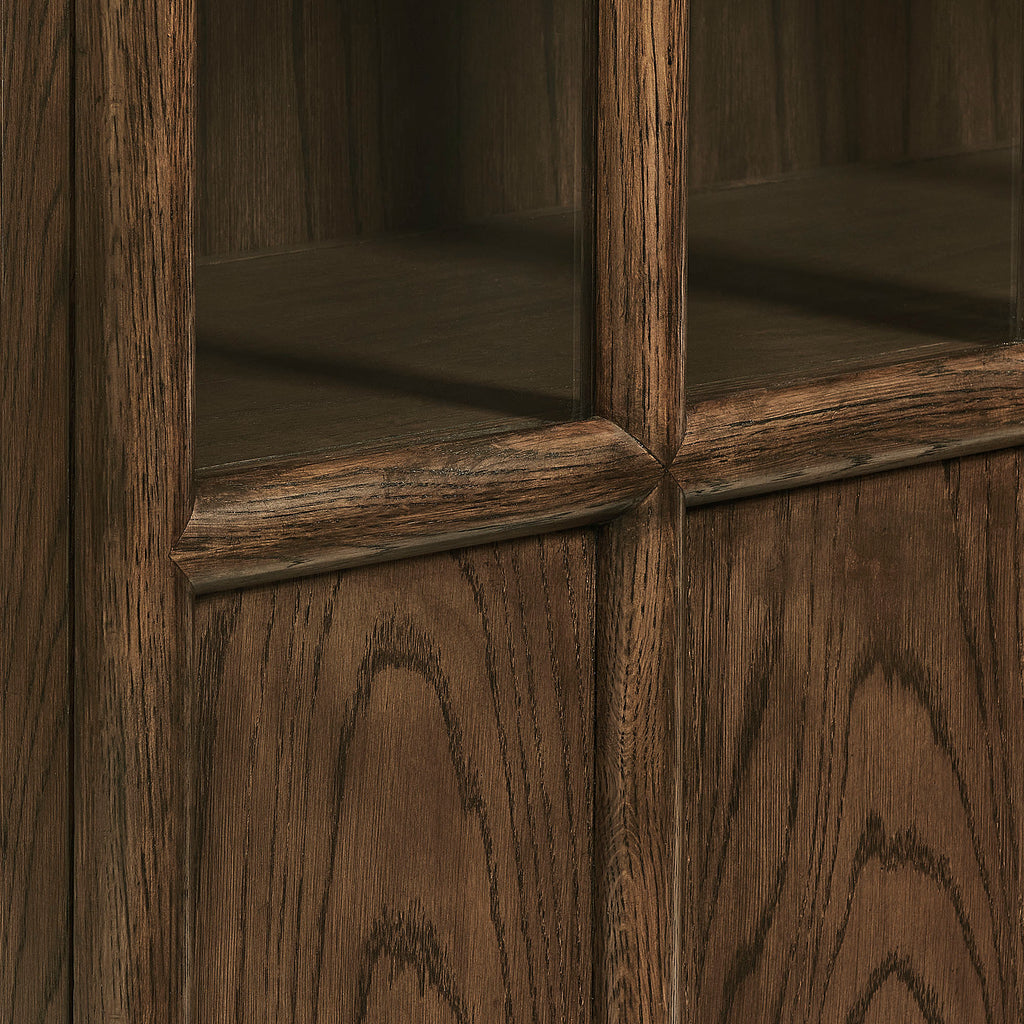 Anwen Solid Wood and Glass Display Cabinet - Walnut