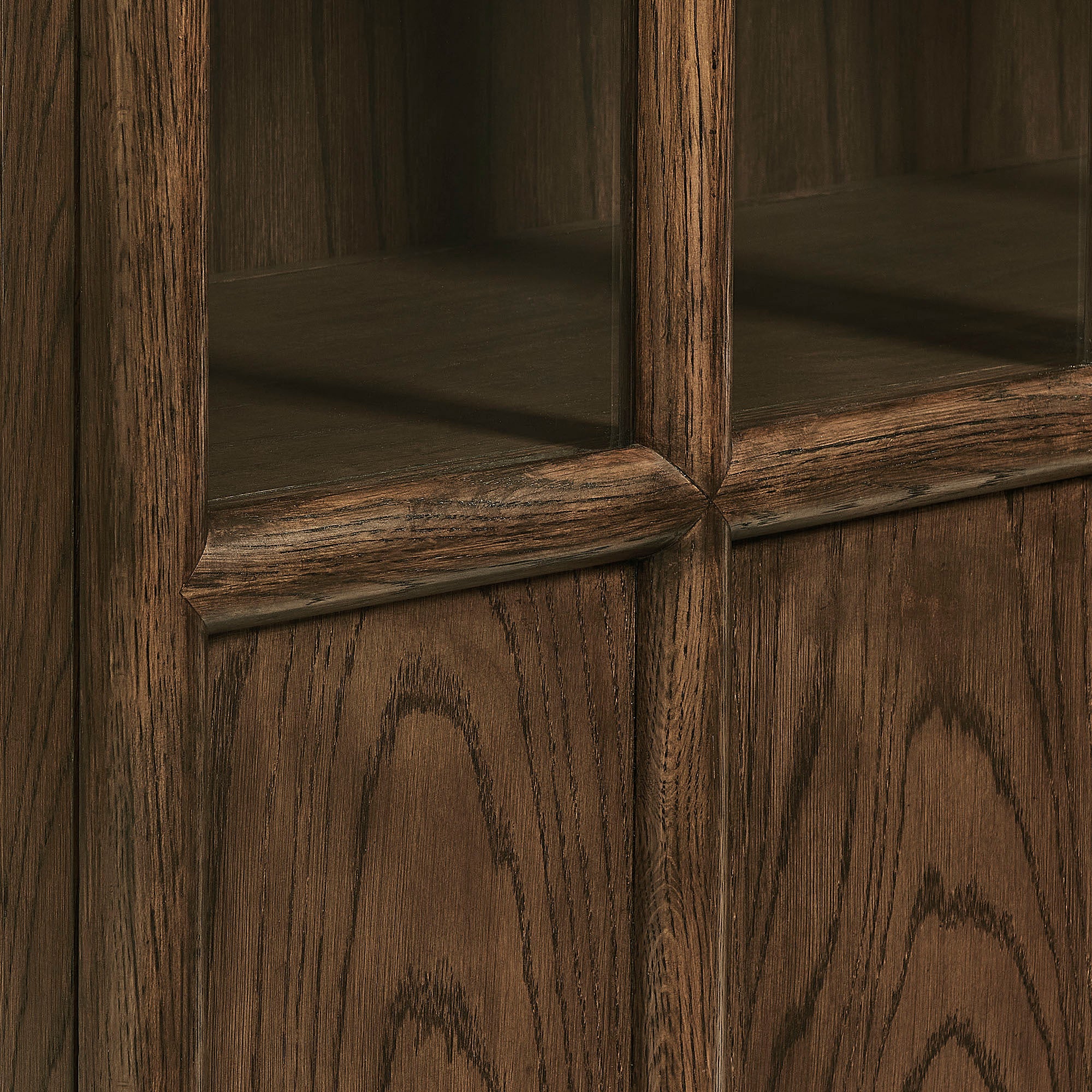 Anwen Solid Wood and Glass Display Cabinet - Walnut