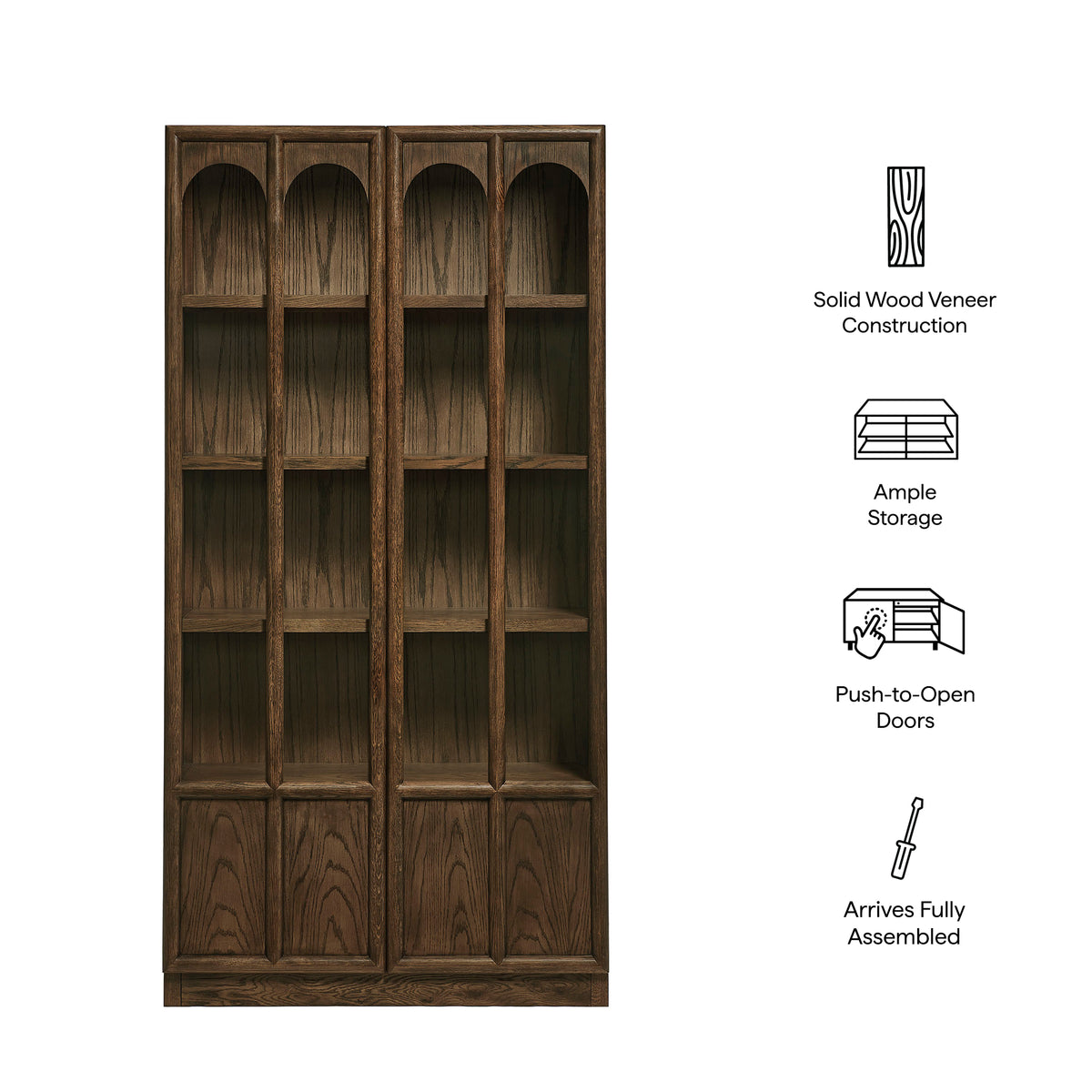 Anwen Solid Wood and Glass Display Cabinet - Walnut