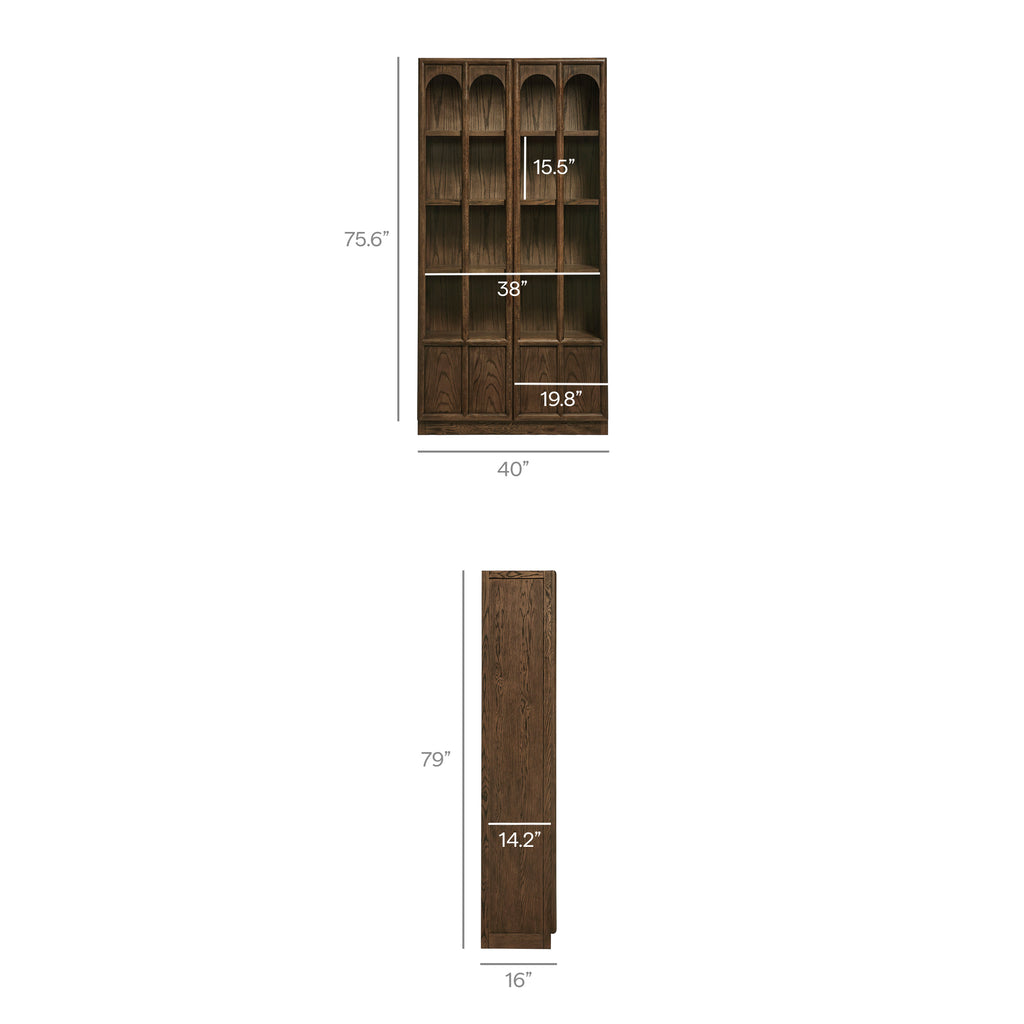 Anwen Solid Wood and Glass Display Cabinet - Walnut