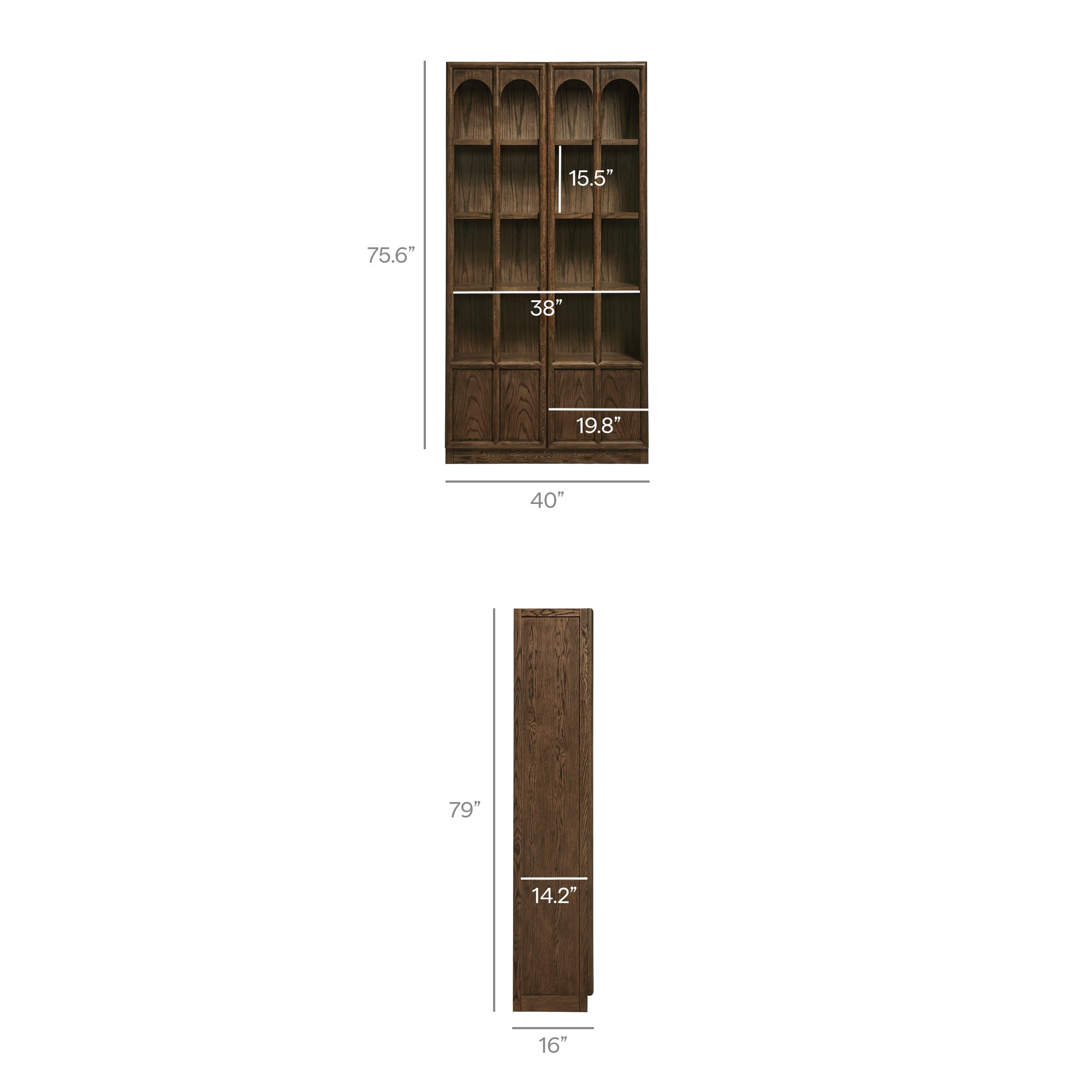 Anwen Solid Wood and Glass Display Cabinet - Walnut