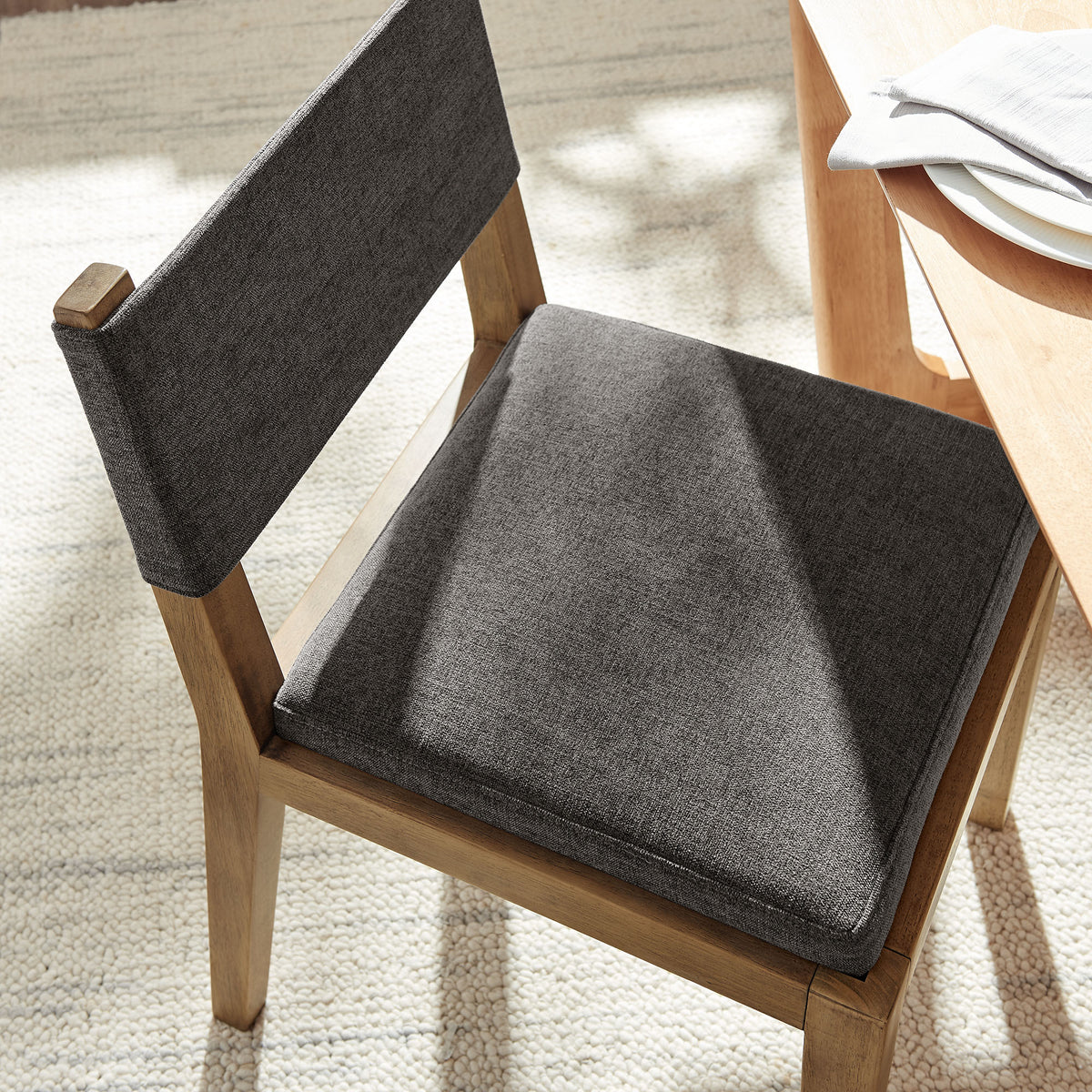 Calder Fabric Upholstered Wood Armless Dining Chair - Dark Gray