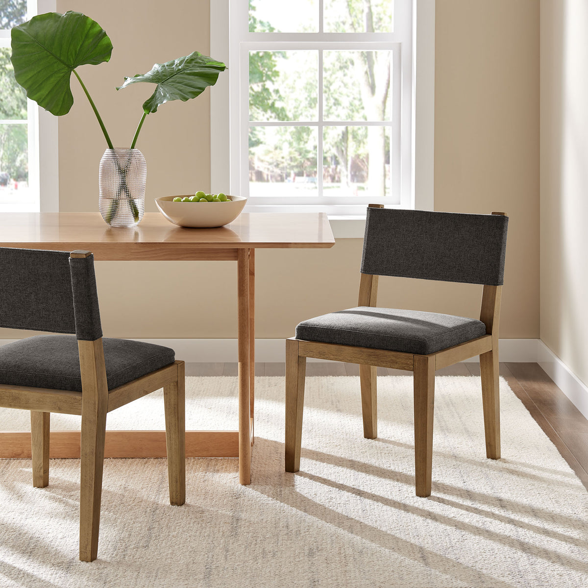 Calder Fabric Upholstered Wood Armless Dining Chair - Dark Gray