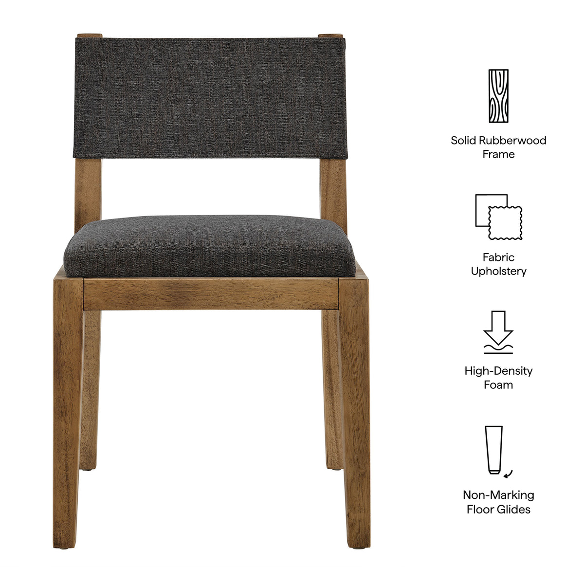 Calder Fabric Upholstered Wood Armless Dining Chair - Dark Gray