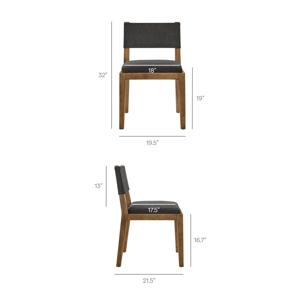 Calder Fabric Upholstered Wood Armless Dining Chair - Dark Gray