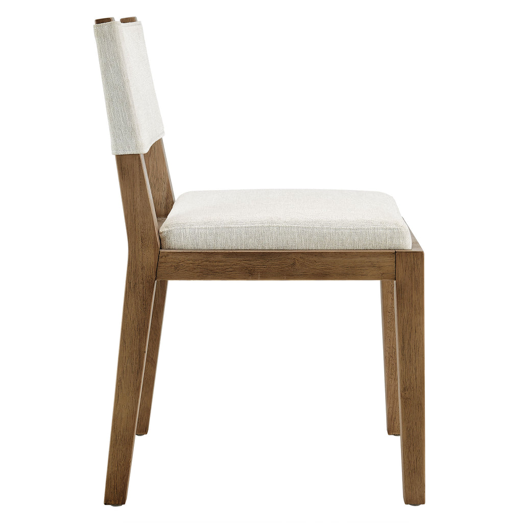 Calder Fabric Upholstered Wood Armless Dining Chair - Ivory