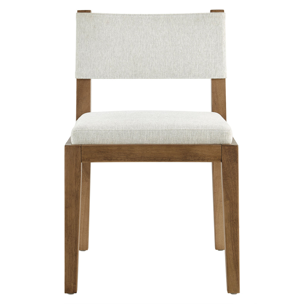 Calder Fabric Upholstered Wood Armless Dining Chair - Ivory