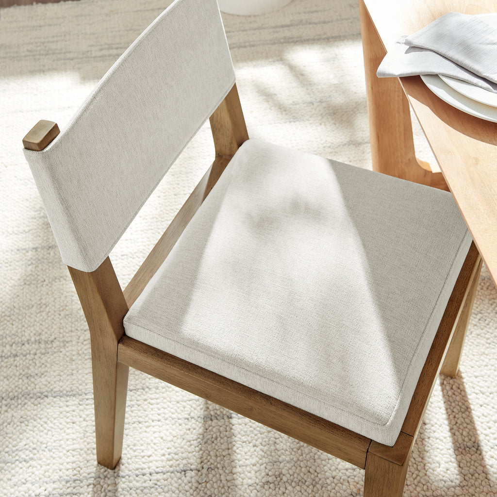 Calder Fabric Upholstered Wood Armless Dining Chair - Ivory
