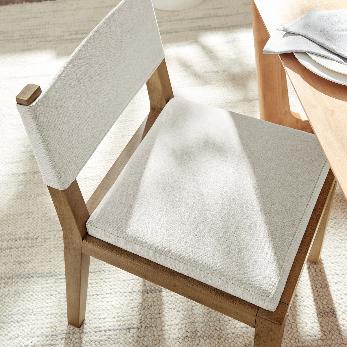 Calder Fabric Upholstered Wood Armless Dining Chair - Ivory
