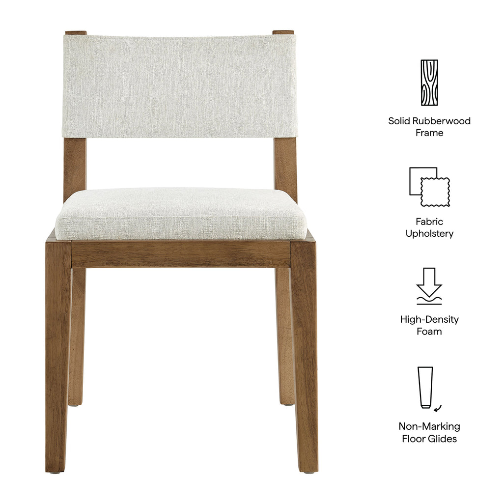 Calder Fabric Upholstered Wood Armless Dining Chair - Ivory