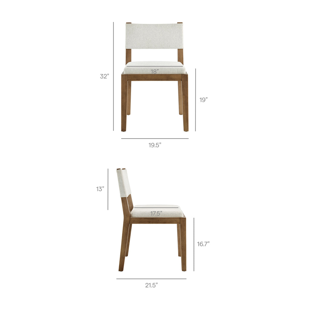 Calder Fabric Upholstered Wood Armless Dining Chair - Ivory