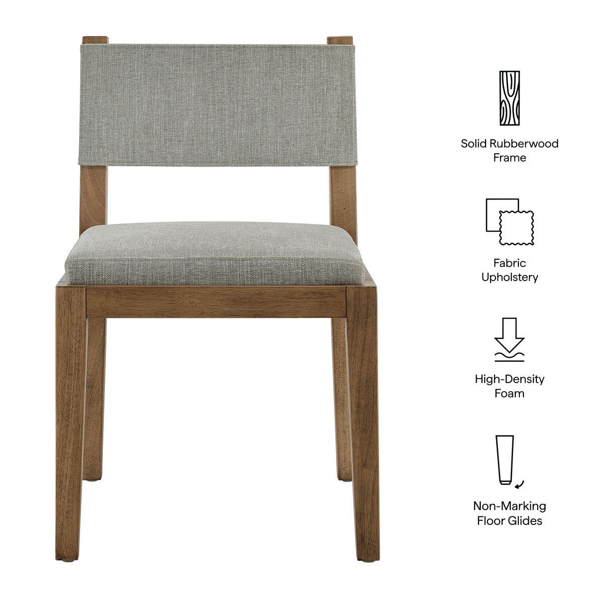 Calder Fabric Upholstered Wood Armless Dining Chair - Wheat