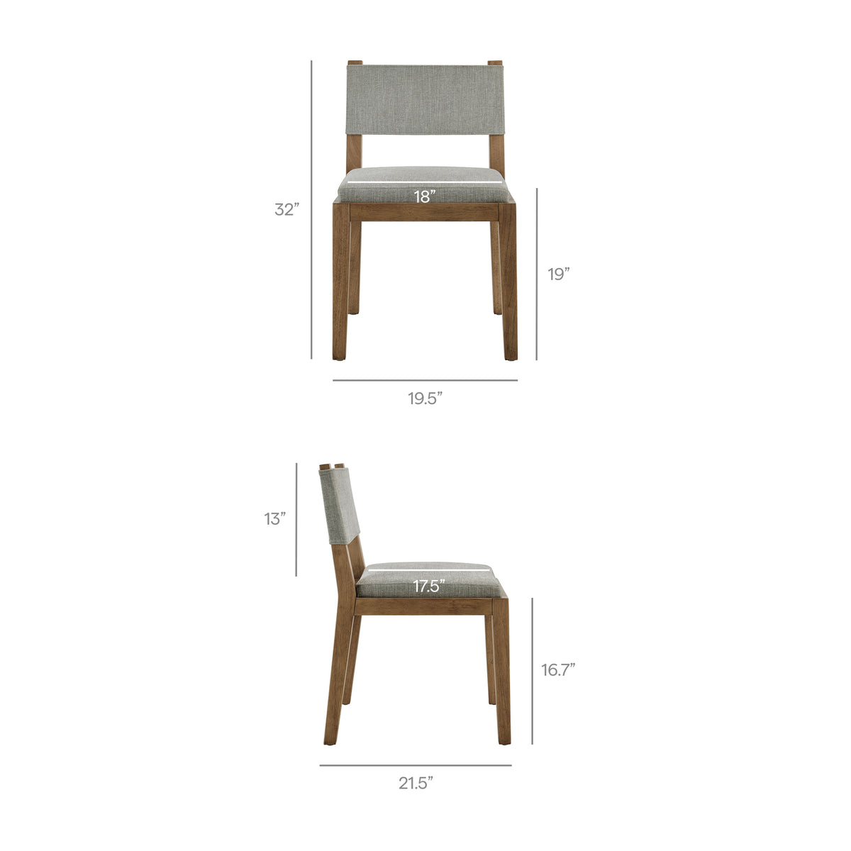 Calder Fabric Upholstered Wood Armless Dining Chair - Wheat