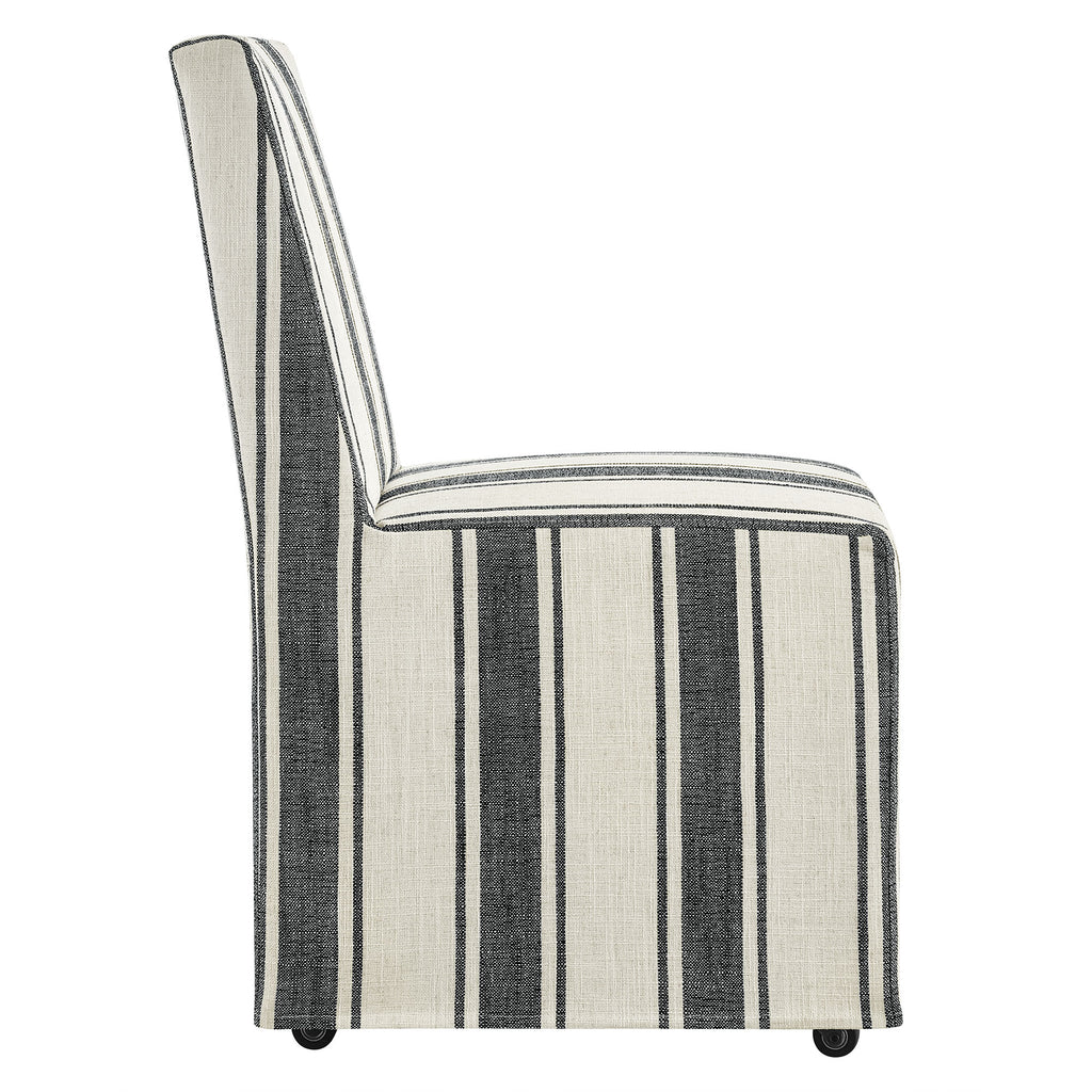 Tessera Striped Slipcovered Dining Side Chair - Black Stripe