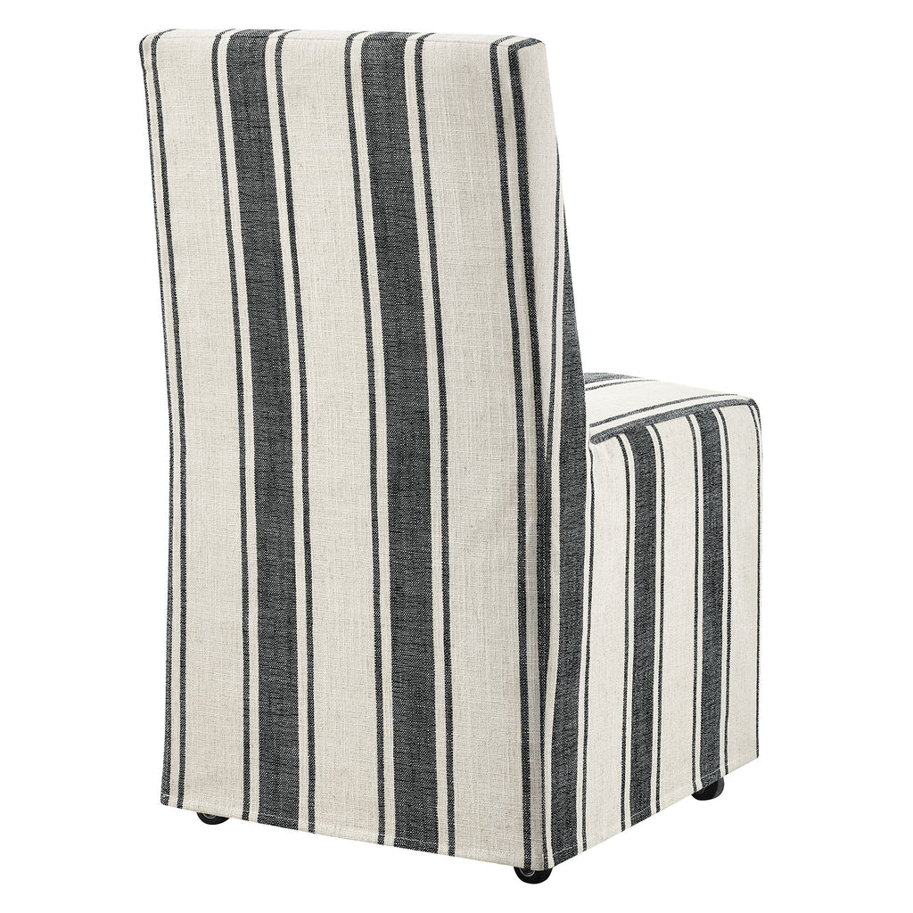 Tessera Striped Slipcovered Dining Side Chair - Black Stripe