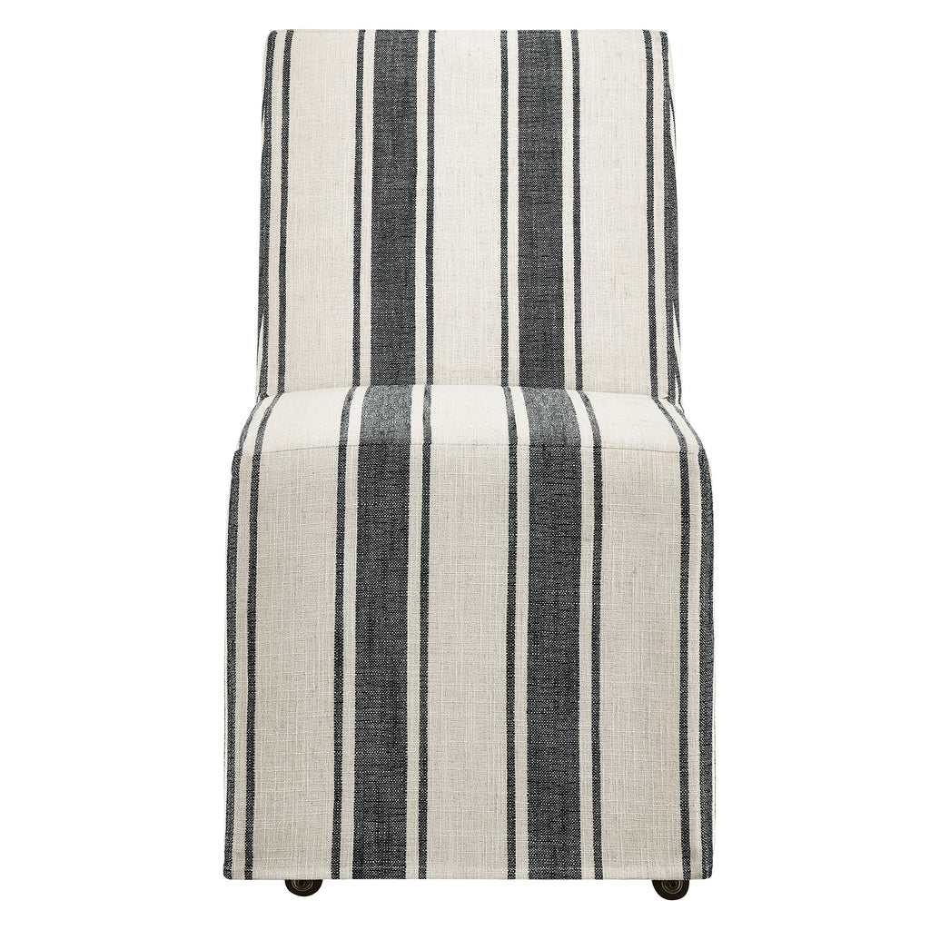 Tessera Striped Slipcovered Dining Side Chair - Black Stripe