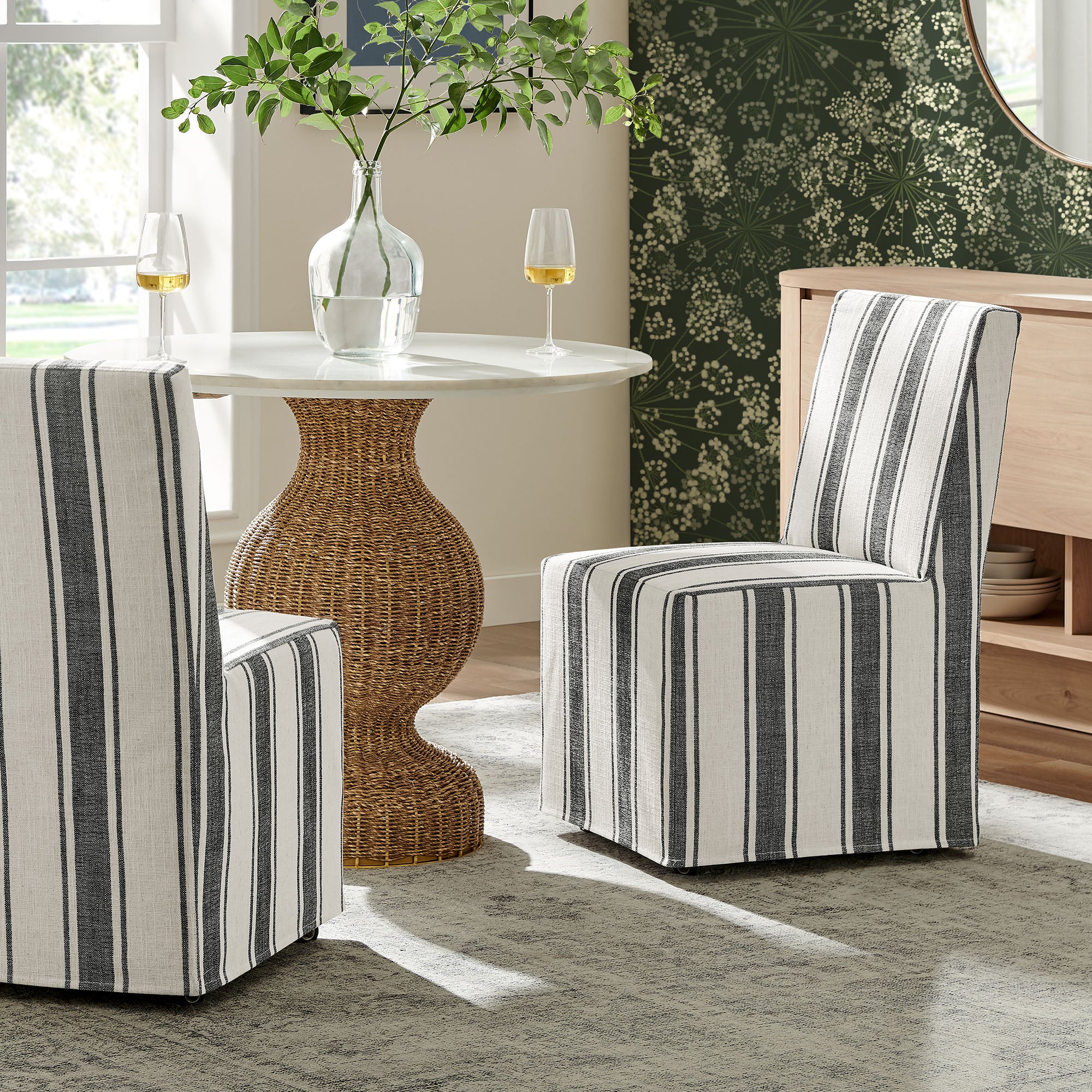 Tessera Striped Slipcovered Dining Side Chair - Black Stripe