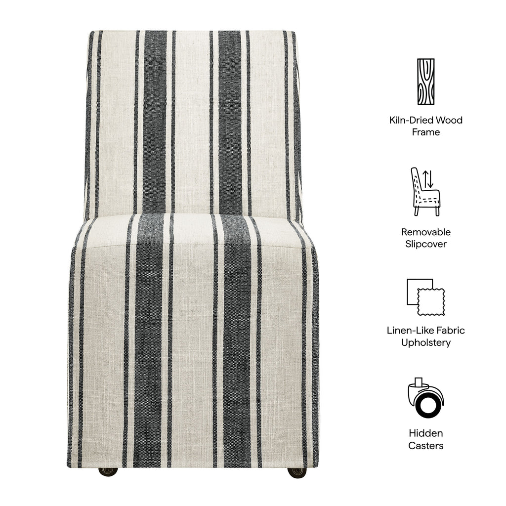 Tessera Striped Slipcovered Dining Side Chair - Black Stripe