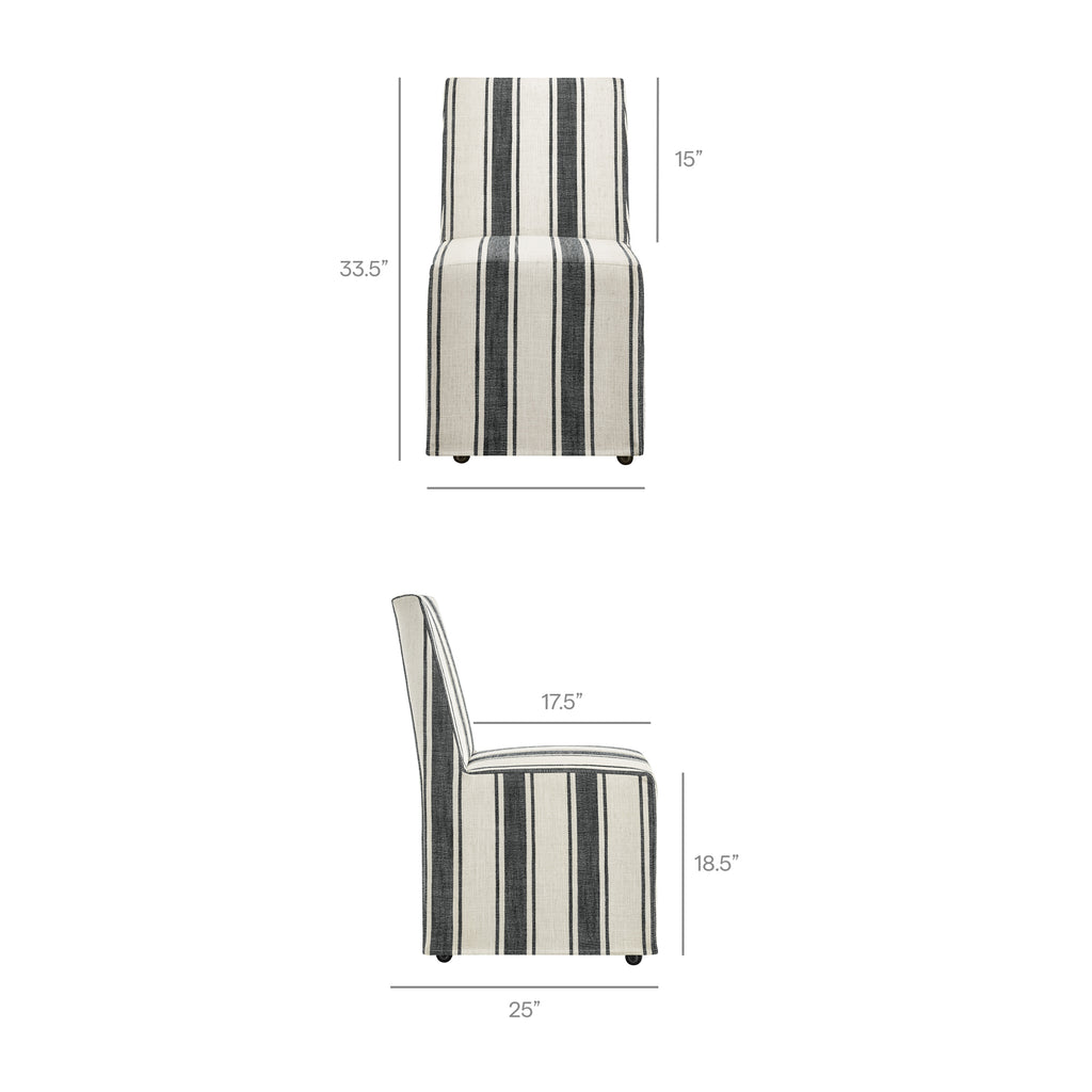 Tessera Striped Slipcovered Dining Side Chair - Black Stripe
