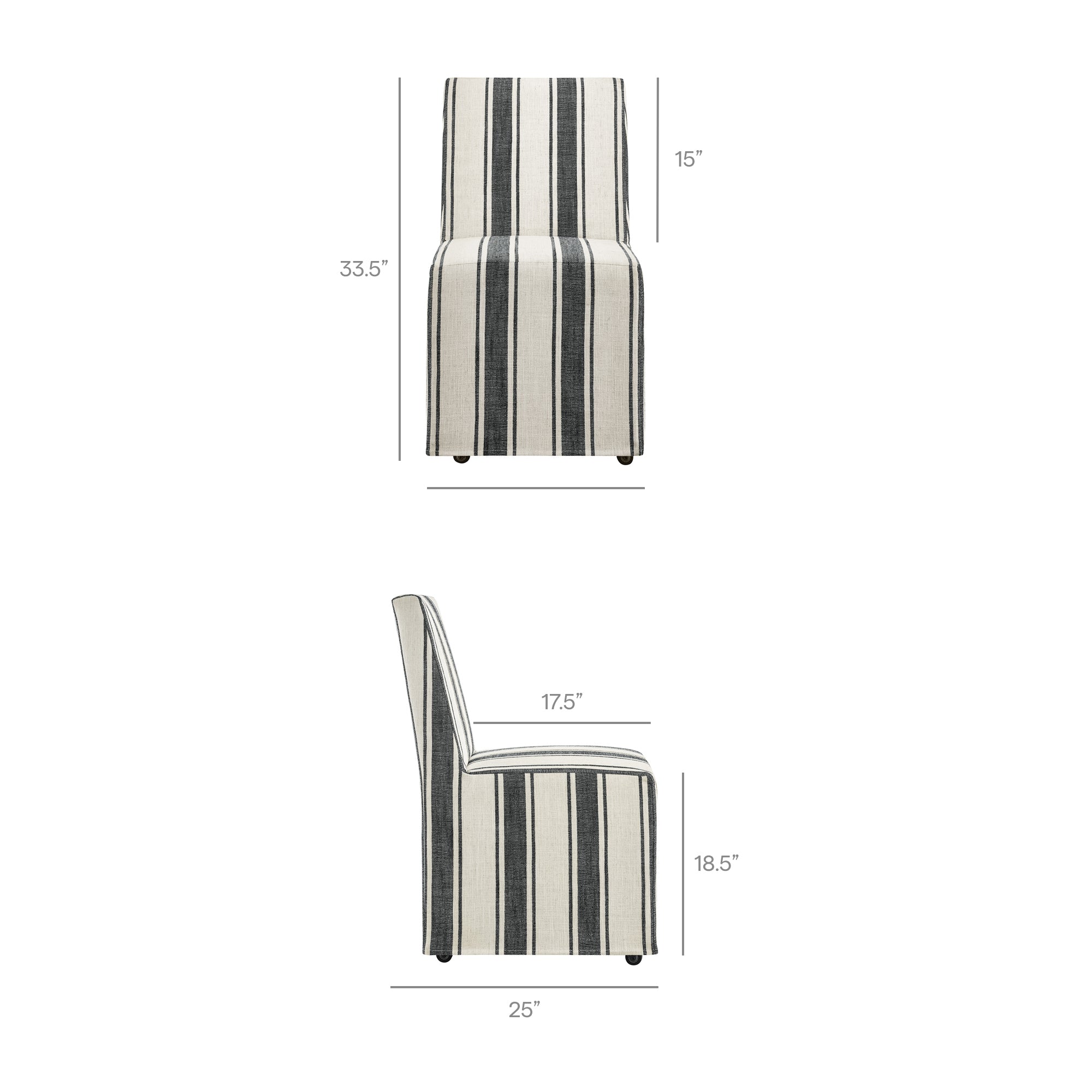 Tessera Striped Slipcovered Dining Side Chair - Black Stripe