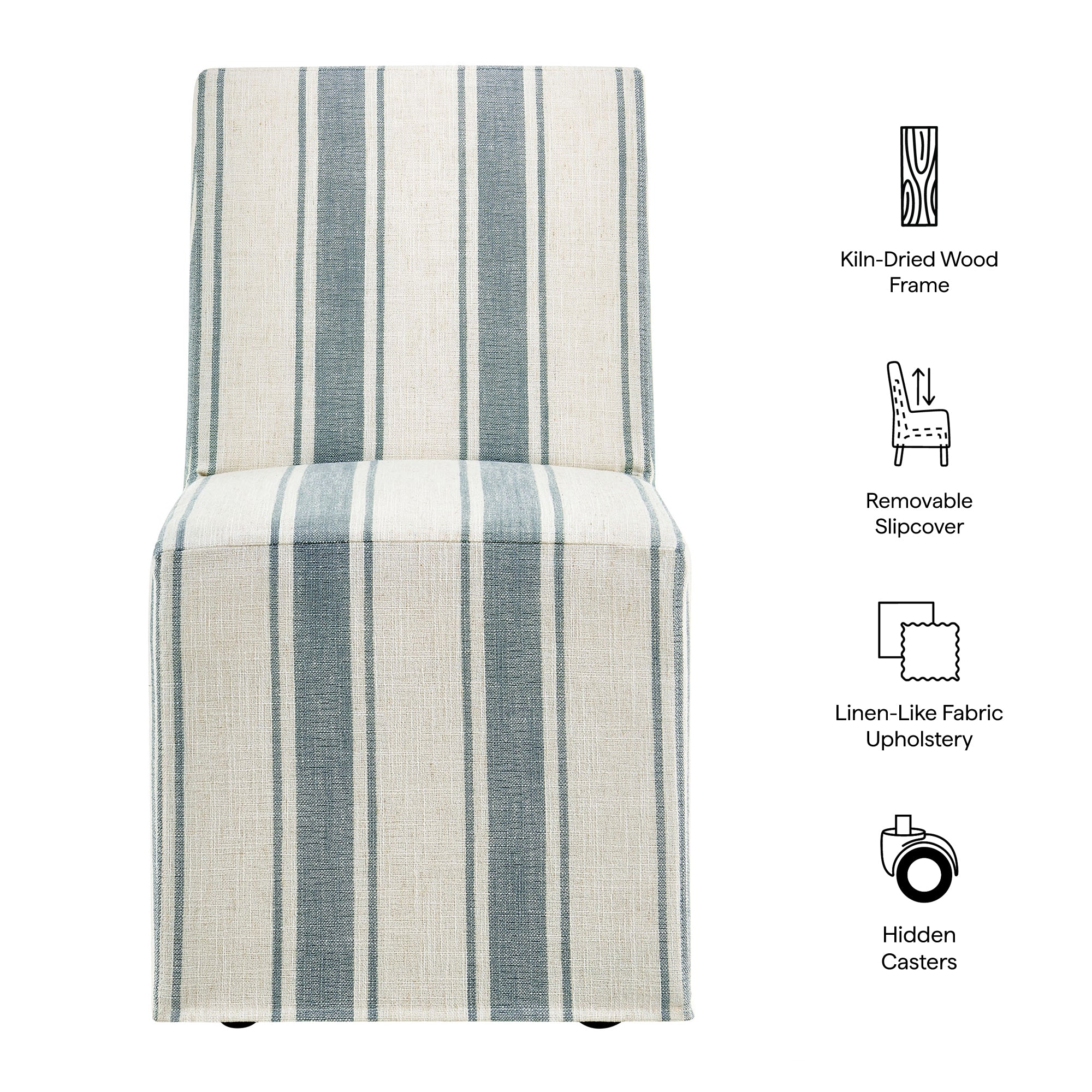 Tessera Striped Slipcovered Dining Side Chair - Blue Stripe