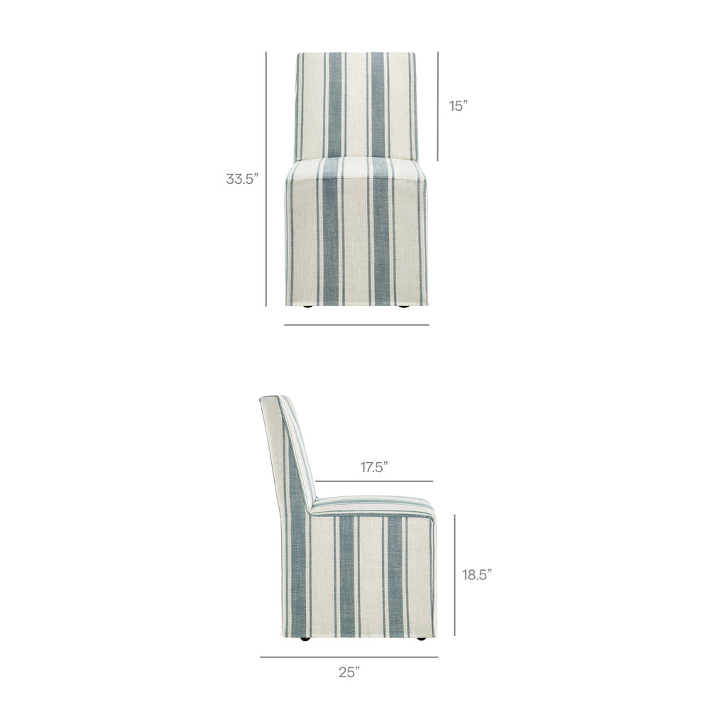 Tessera Striped Slipcovered Dining Side Chair - Blue Stripe