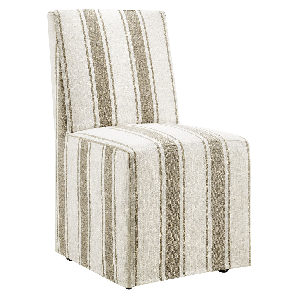 Tessera Striped Slipcovered Dining Side Chair - Tan Stripe