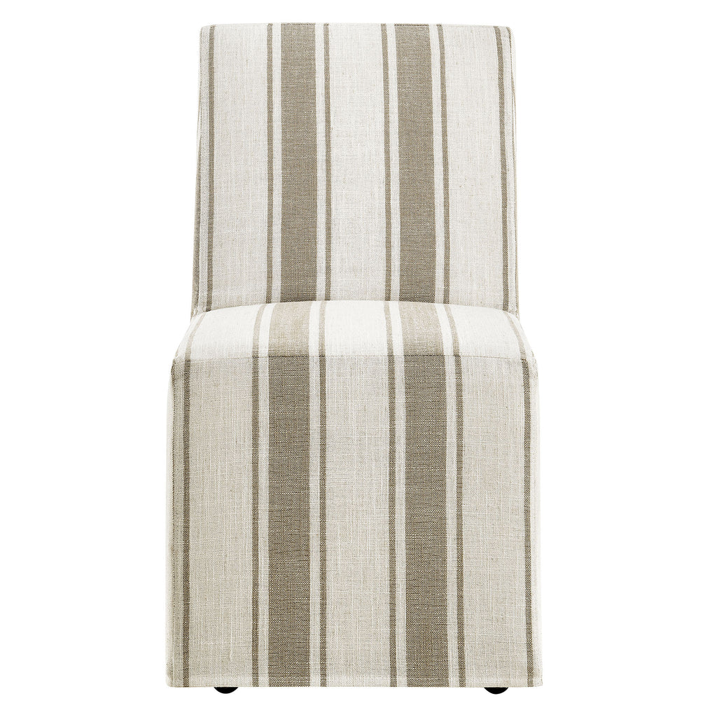 Tessera Striped Slipcovered Dining Side Chair - Tan Stripe