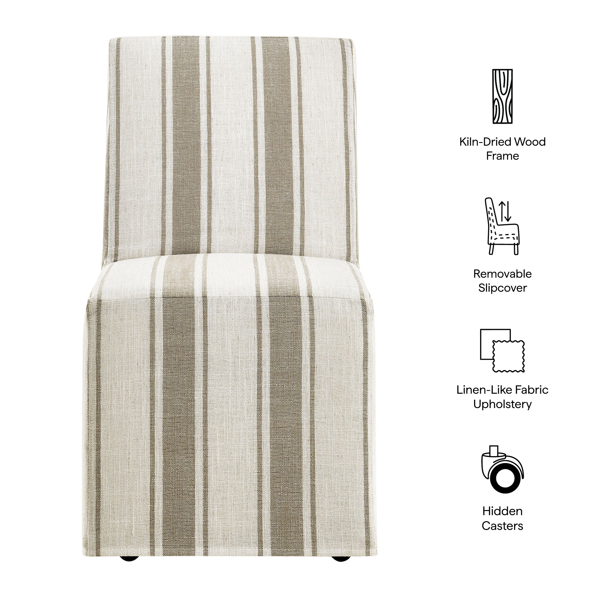 Tessera Striped Slipcovered Dining Side Chair - Tan Stripe