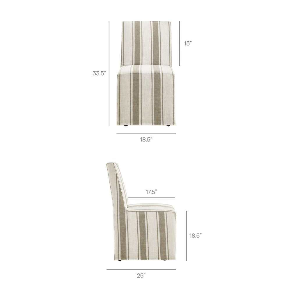 Tessera Striped Slipcovered Dining Side Chair - Tan Stripe