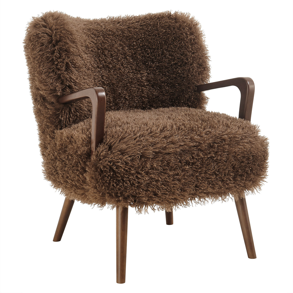 Zerra Faux Shearling Accent Armchair - Brown