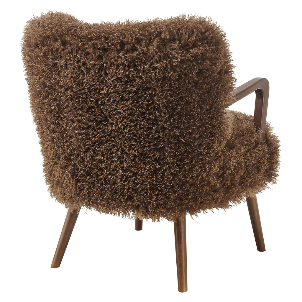 Zerra Faux Shearling Accent Armchair - Brown