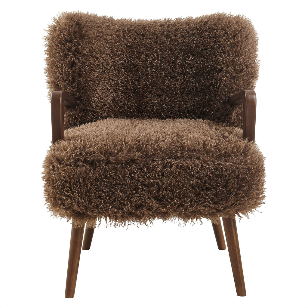 Zerra Faux Shearling Accent Armchair - Brown
