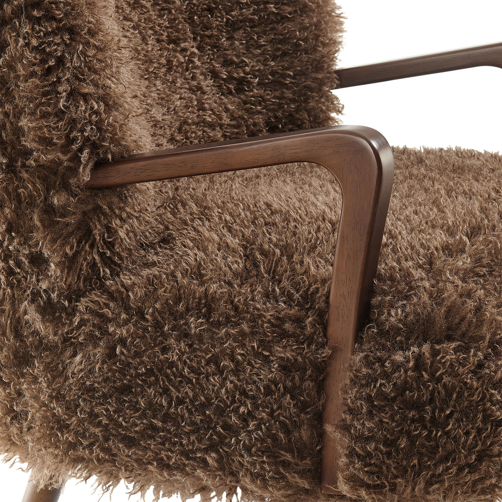 Zerra Faux Shearling Accent Armchair - Brown